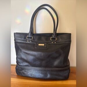 KATE SPADE Black Large Leather Tote / Satchel With Top Double Handles EUC